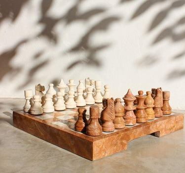 Marble Chess Board - Earthy Peach - Saunter