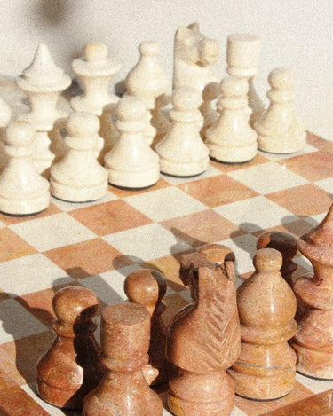 Marble Chess Board - Earthy Peach - Saunter